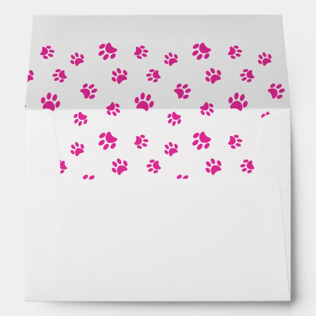 Pink Paw Prints with Name and Address Envelope (Back (Bottom))
