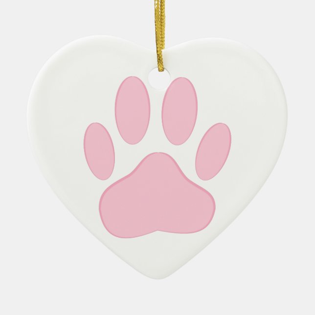 Pink Pawprint Ceramic Tree Decoration (Front)