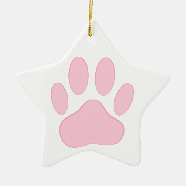 Pink Pawprint Ceramic Tree Decoration (Front)
