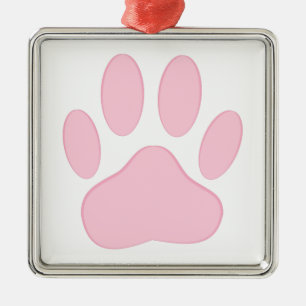 Pink Pawprint Metal Tree Decoration