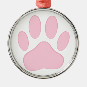 Pink Pawprint Metal Tree Decoration