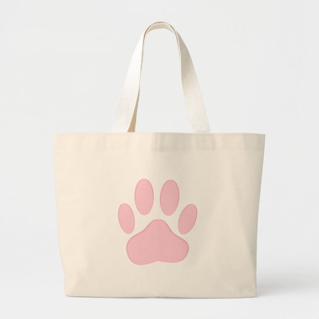 Pink Pawprint Pet Large Tote Bag (Front)