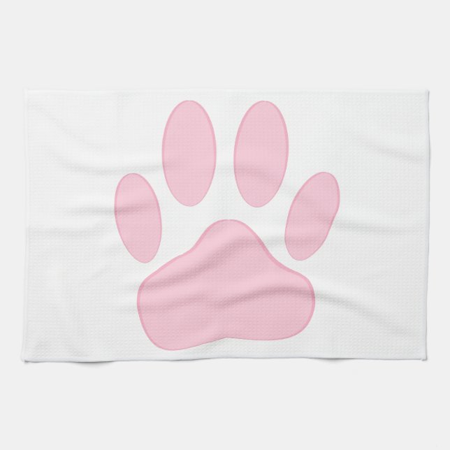 Pink Pawprint Tea Towel (Horizontal)