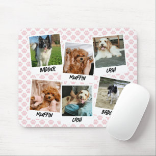 Pink Paws 6 Dog Snapshots Photo Template Mouse Pad