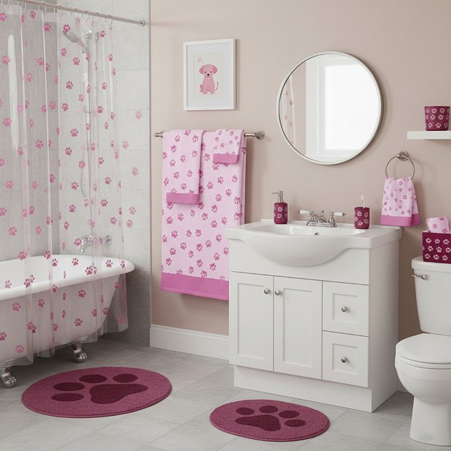 Pink paws bath towel set (Creator Uploaded)