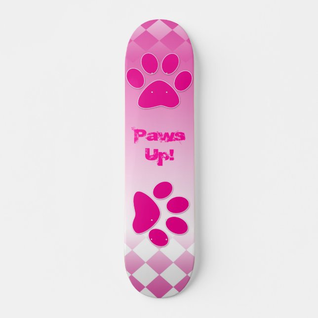 Pink Paws Cool Girly Skateboard (Front)