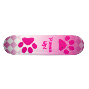 Pink Paws Cool Girly Skateboard