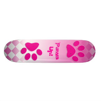 Pink Paws Cool Girly Skateboard