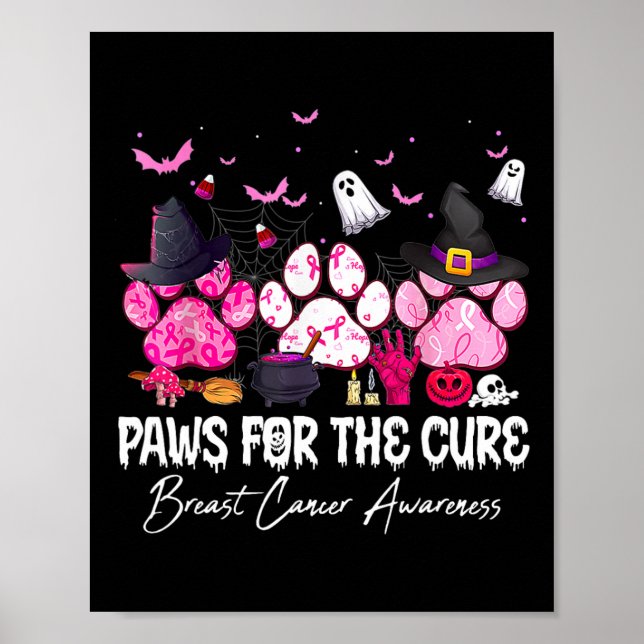 Pink Paws For The Cure Breast Cancer Awareness Dog Poster (Front)