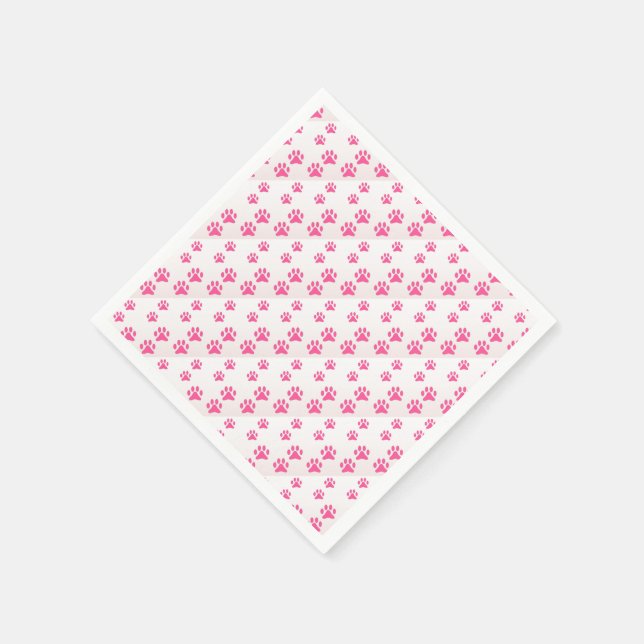 Pink Paws - Standard Cocktail Paper Napkins (Corner)