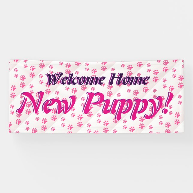 Pink Paws - Welcome Home Puppy Banner (Horizontal)