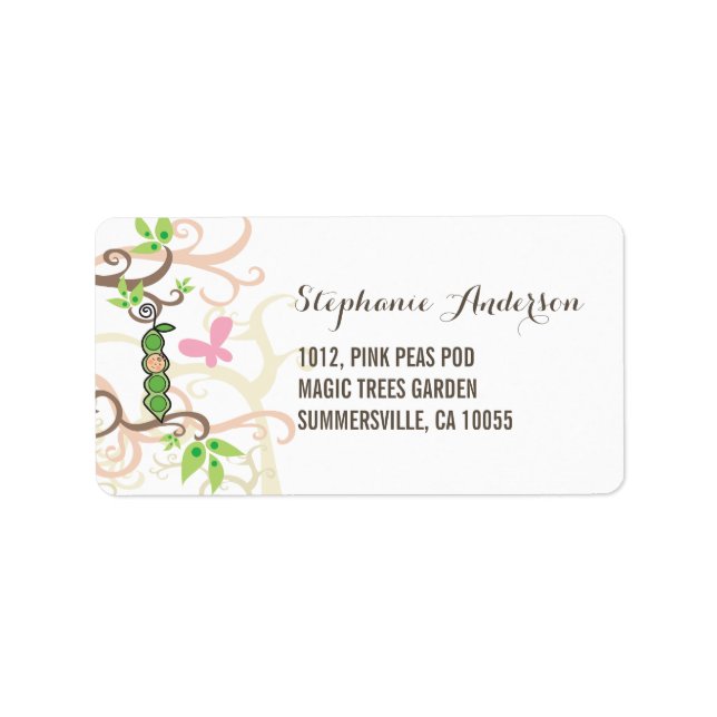 Pink Pea In A Pod Girl Baby Shower Address Labels (Front)