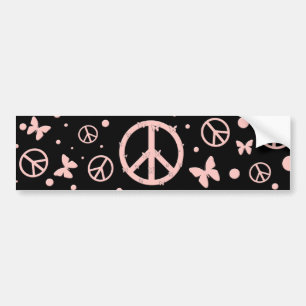 Pink Peace and Butterflies Bumper Sticker