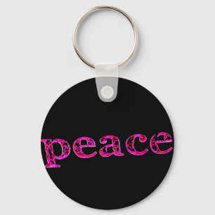 pink peace black key ring