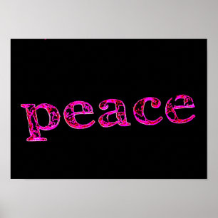 pink peace black poster
