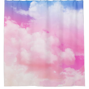 pink, peace, blue, yellow clouds and sky. Abstract Shower Curtain