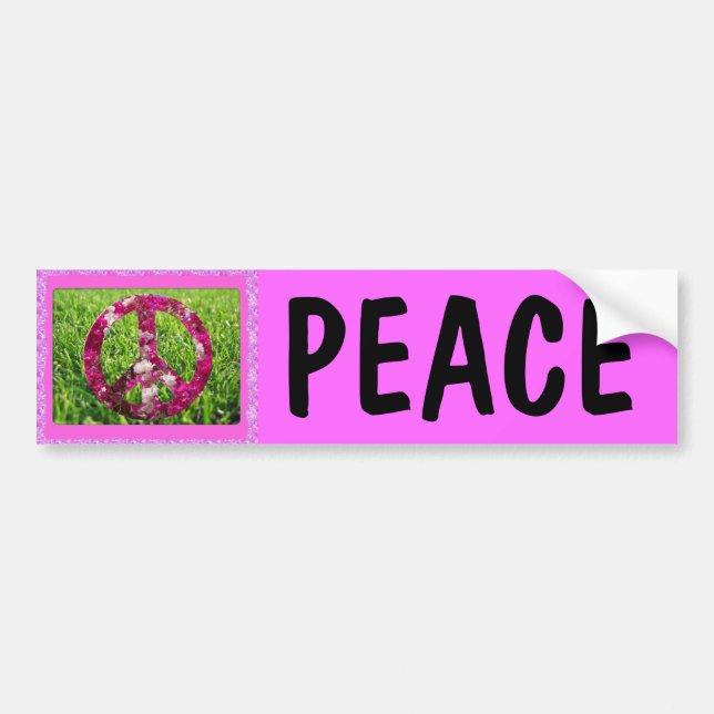 Pink Peace Bumper Sticker (Front)