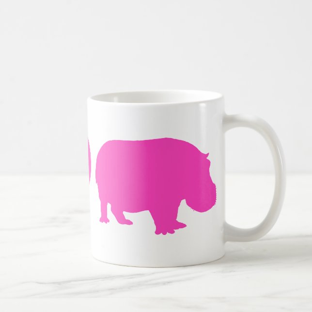 Pink Peace Love and Hippos Coffee Mug (Right)
