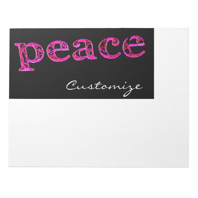 Pink peace on black Thunder_Cove Notepad (Front)