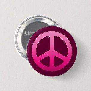 Pink Peace Sign 6 Cm Round Badge