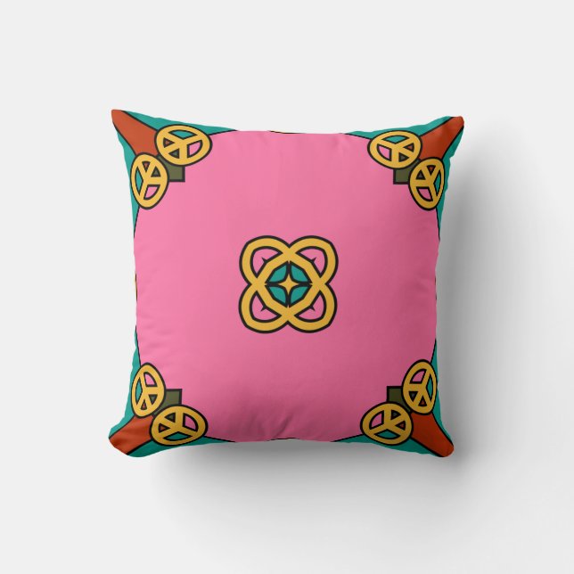 Pink Peace Sign Kaleidoscope Cushion (Front)