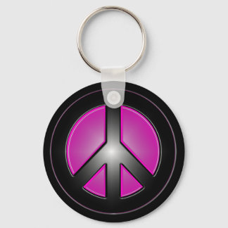 pink peace sign key ring