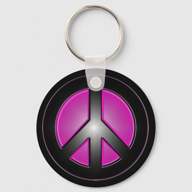pink peace sign key ring (Front)