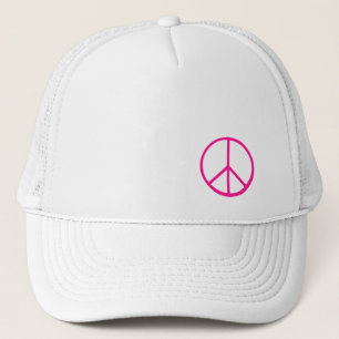 Pink Peace Sign Modern White Trucker Hat
