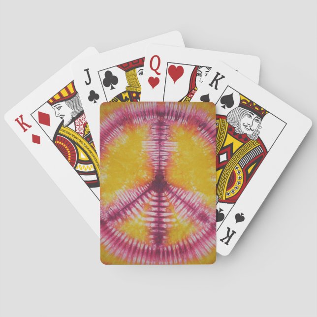 Pink Peace Sign Tie Dye Bicycle Playing Cards (Back)