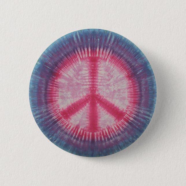 Pink Peace Sign Tie Dye Button (Front)