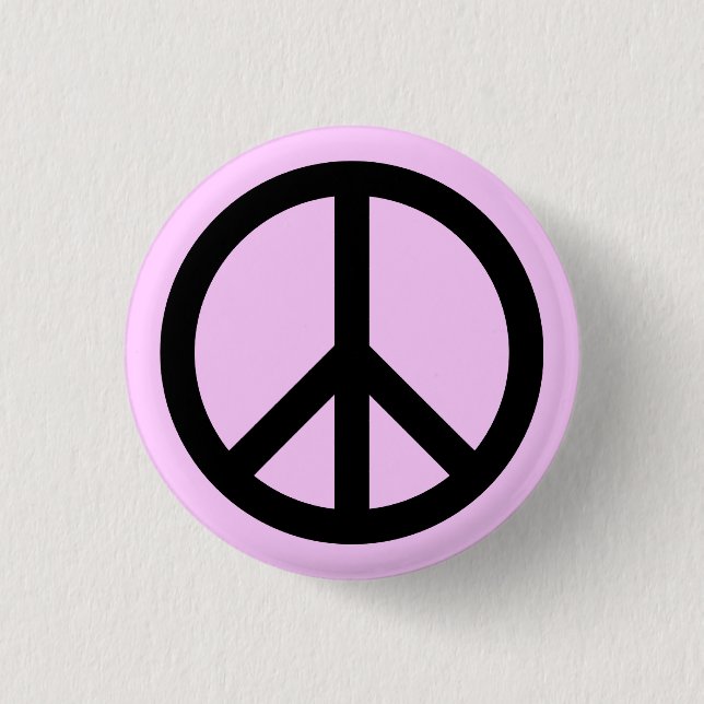 Pink Peace Symbol Button (Front)