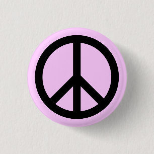 Pink Peace Symbol Button