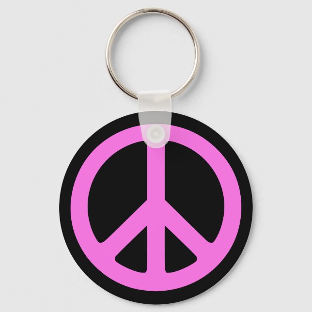 Pink Peace Symbol Keychain (Front)