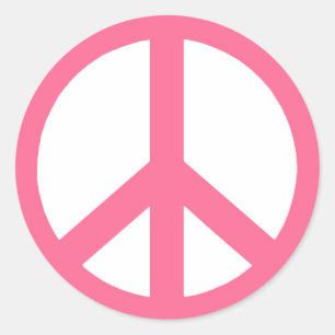 Pink Peace Symbol Stickers
