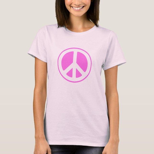 Pink Peace Symbol T-Shirt (Front)