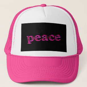 pink peace trucker hat