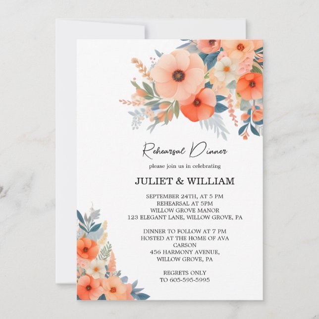 Pink Peach 70s 80s 90s Colourful Rehearsal Dinner Invitation (Front)