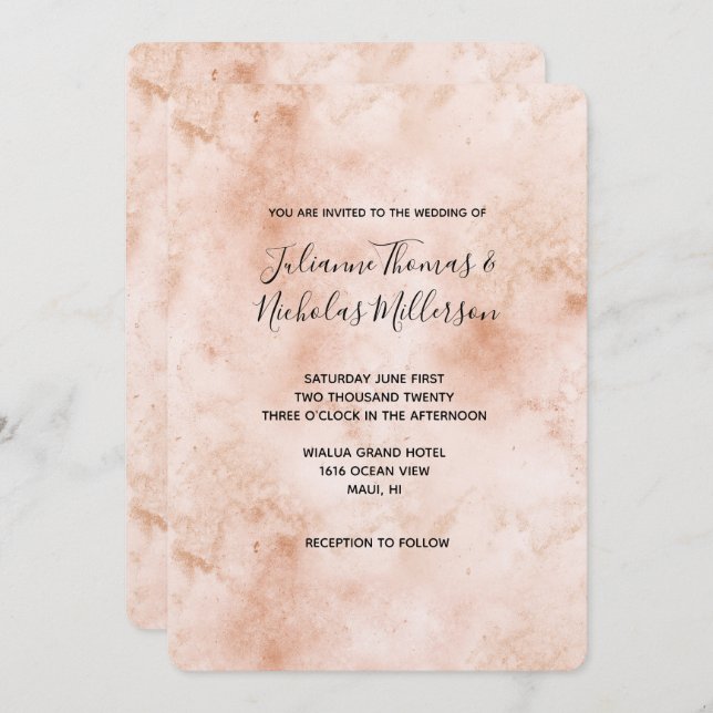 Pink Peach Abstract Invitation (Front/Back)