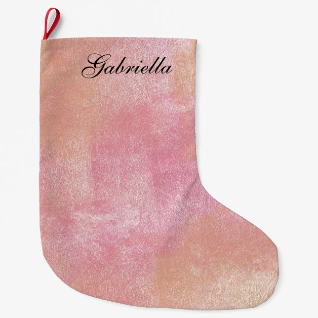 Pink Peach Abstract Personalised Large Christmas Stocking (Front)