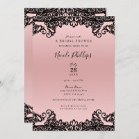 Pink Peach Black Ink Lace Elegant Bridal Shower