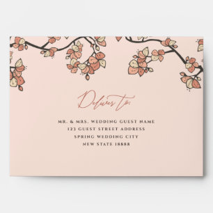 Pink Peach Blossoms Elegant & Chic Floral Wedding  Envelope