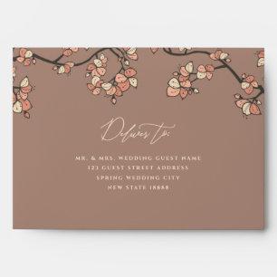 Pink Peach Blossoms Elegant & Chic Floral Wedding  Envelopes