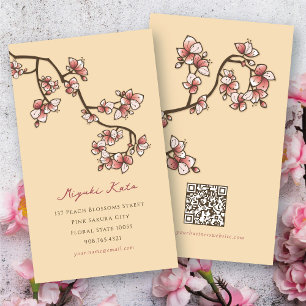 Pink Peach Blossoms Elegant Floral Spring Flowers Business Card