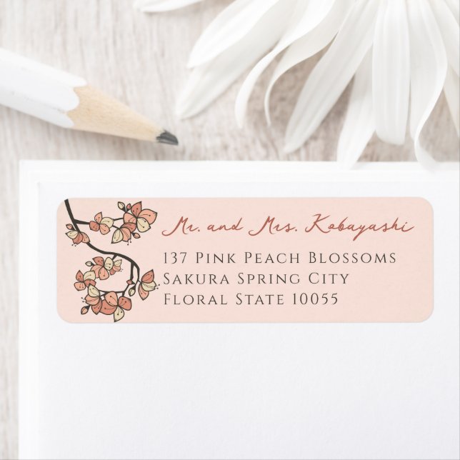Pink Peach Blossoms Flowers Asian Wedding Address (Insitu)