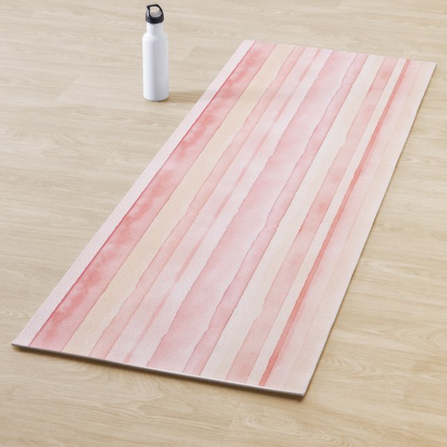 Pink Peach Blush Stripes Yoga Mat (In Situ)