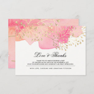 Pink Peach Branches Wedding  Thank You Card