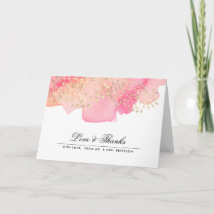 Pink   Peach Branches Wedding Thank You Photo Card