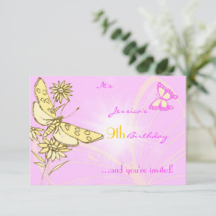 Pink Peach Butterfly RSVP Card
