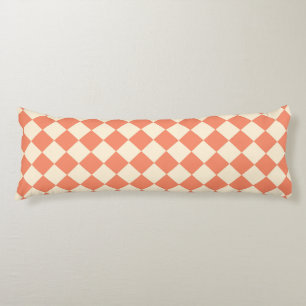 Pink Peach Chequered Diamond Pattern Body Cushion