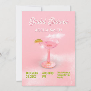 Pink peach cocktail margarita  bridal shower invitation